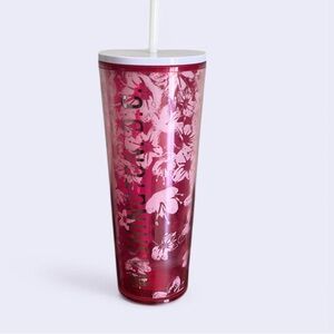Starbucks Pink Floral Tumbler with Straw